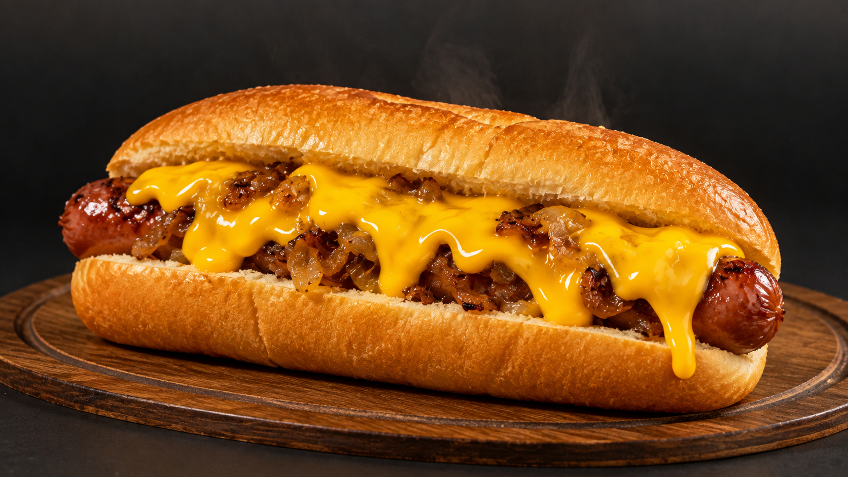 Hot dog All Beef Cheese cubierto con queso